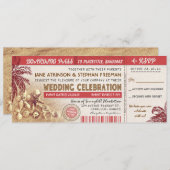 Palmen Hochzeit Boarding Pass Eintrittskarten Einladung (Vorne/Hinten)