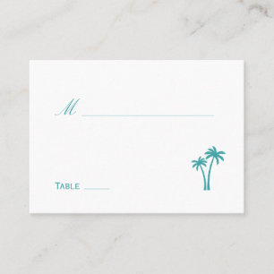 Palmen Hochzeit Platzkarte - Weiß/Aqua
