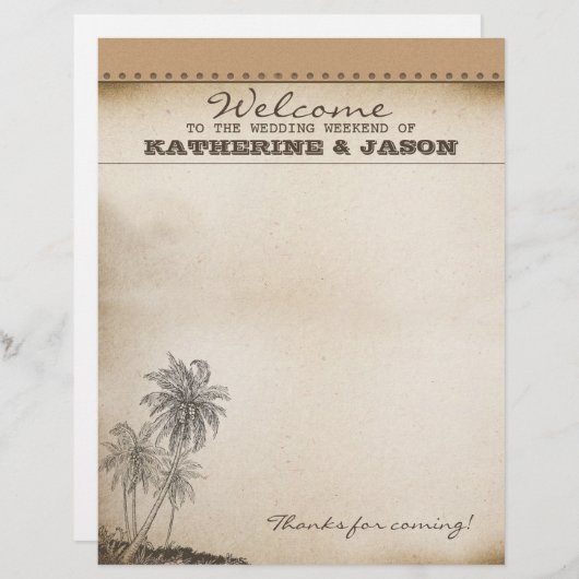 Palmen Hochzeitsbrief (Vorne/Hinten)