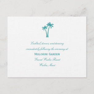 Palmen Hochzeitskarte - Weiß/Aqua Begleitkarte