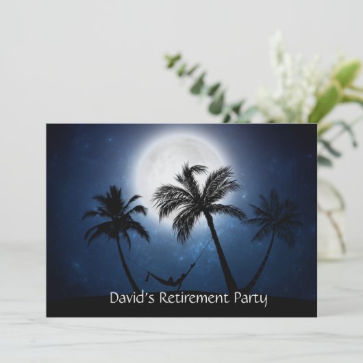 Palmen im Mondschein Einladung (Stehend Vorderseite)