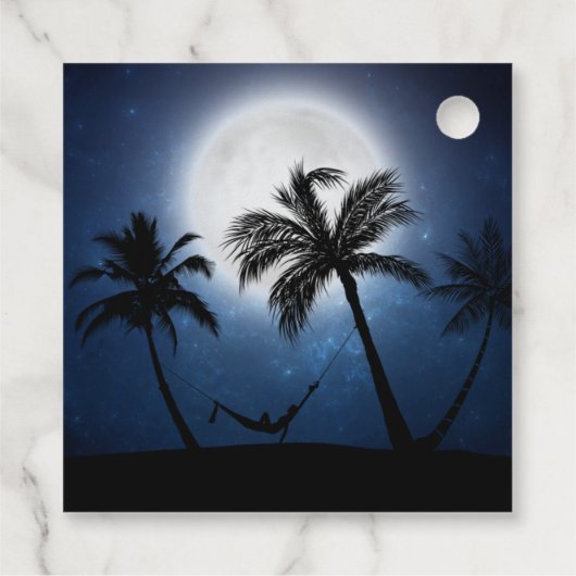Palmen im Mondschein Geschenkanhänger (Rückseite)