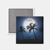 Palmen im Mondschein Magnet (Vorderseite/Rückseite)