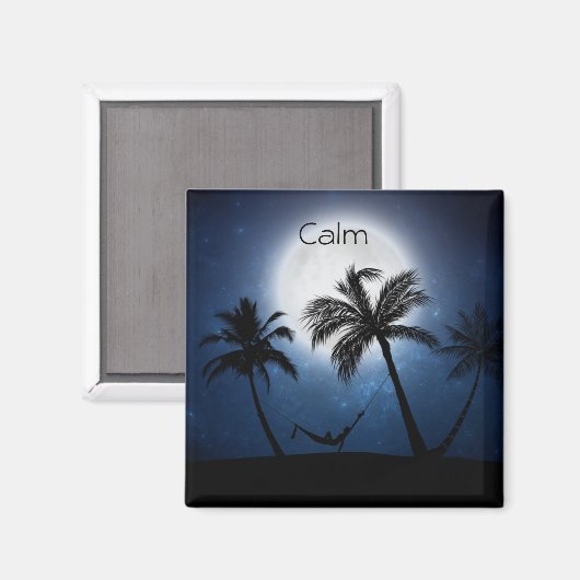 Palmen im Mondschein Magnet (Vorderseite/Rückseite)