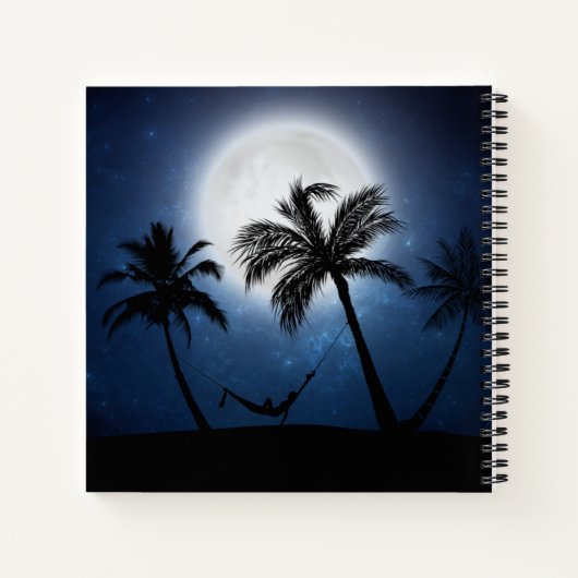 Palmen im Mondschein Notizblock (Rückseite)