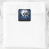 Palmen im Mondschein Quadratischer Aufkleber (Tasche)