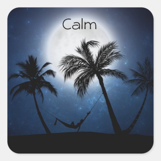 Palmen im Mondschein Quadratischer Aufkleber (Vorderseite)