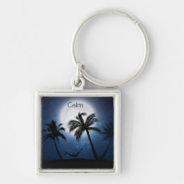 Palmen im Mondschein Schlüsselanhänger