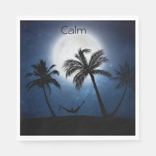 Palmen im Mondschein Serviette (Vorderseite)