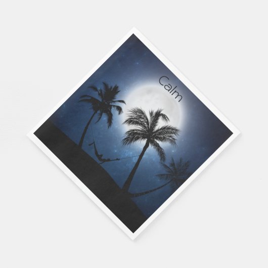 Palmen im Mondschein Serviette (Ecke)