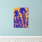Palmen im Pop-Art-Stil in Blau und Orange Leinwanddruck (Insitu (Holzboden))