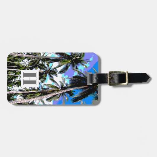 Palmen in einem posterisierten Design Gepäckanhänger (Vorderseite horizontal)