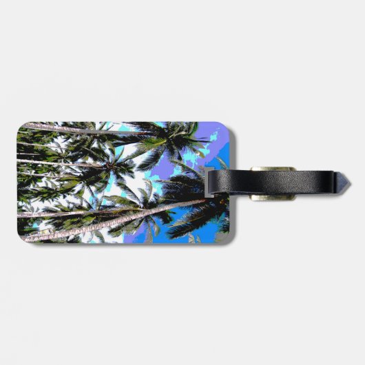 Palmen in einem posterisierten Design Gepäckanhänger (Rückseite horizontal)