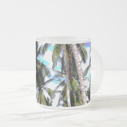 Palmen in einem posterisierten Design Mattglastasse (VorderseiteRechts)