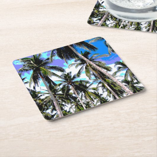 Palmen in einem posterisierten Design Rechteckiger Pappuntersetzer (angewinkelt)