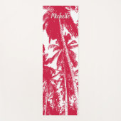 Palmen in einem rot-weiß geposterten Design Yogamatte (Vorderseite)