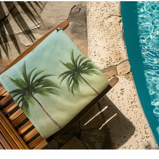 Palmen in einer Reihe, Strandleben Badhandtuch Set