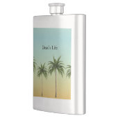 Palmen in einer Reihe, Strandleben Flachmann (Links)