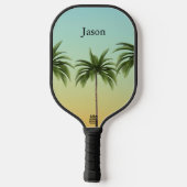 Palmen in einer Reihe, Strandleben Pickleball Schläger (Rückseite)