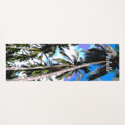 Palmen in farbenfroher Gemusterter Gestaltung Yogamatte (Rückseite (Horizontal))