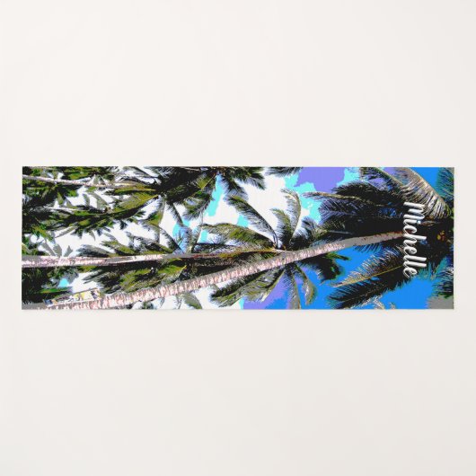 Palmen in farbenprächtigem Posterdesign Yogamatte (Vorderseite (Horizontal))