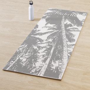 Palmen in grauem Posterdesign Yogamatte
