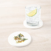 Palmen in grünen und gelben Aquarelltropen Getränkeuntersetzer (Seite)