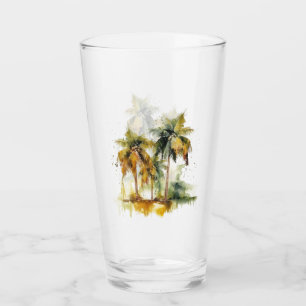 Palmen in grünen und gelben Aquarelltropen Glas