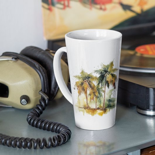 Palmen in grünen und gelben Aquarelltropen Milchtasse