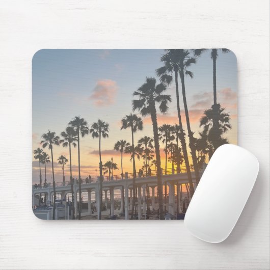 Palmen in Orange Sunset Oceanside California Mousepad (Mit Mouse)