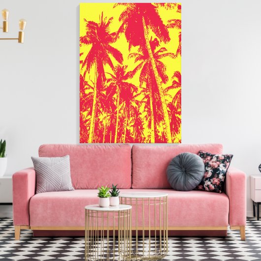 Palmen in Rot und Gelb Leinwanddruck (Insitu (Wohnzimmer))