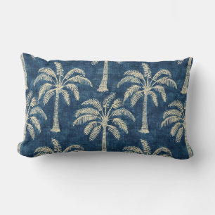 Palmen Indigo Blau & Creme Lendenkissen