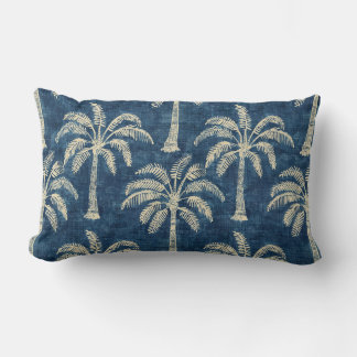 Palmen Indigo Blau & Creme Lendenkissen