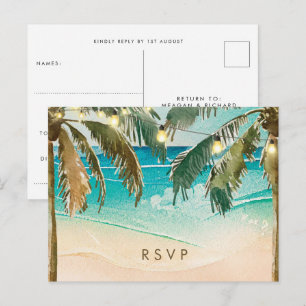 Palmen Lichter Strand Hochzeit uAwg Postkarte