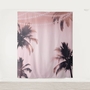 Palmen Lichterkette Rosa Fotografie Hintergrund Wandteppich