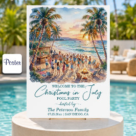 Palmen Lichterkette Weihnachten im Juli Willkommen Poster
