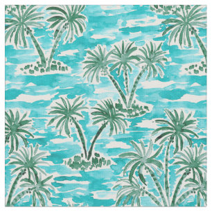 PALMEN-MÄRCHENLAND tropisches hawaiisches Aquarel Stoff