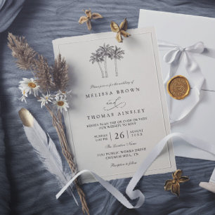 Palmen Minimalistische Ziel-QR-Code-Hochzeit Einladung
