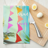 Palmen mit Bejagung und Sonnenhandtuch Küchentuch (Viertel Falte)