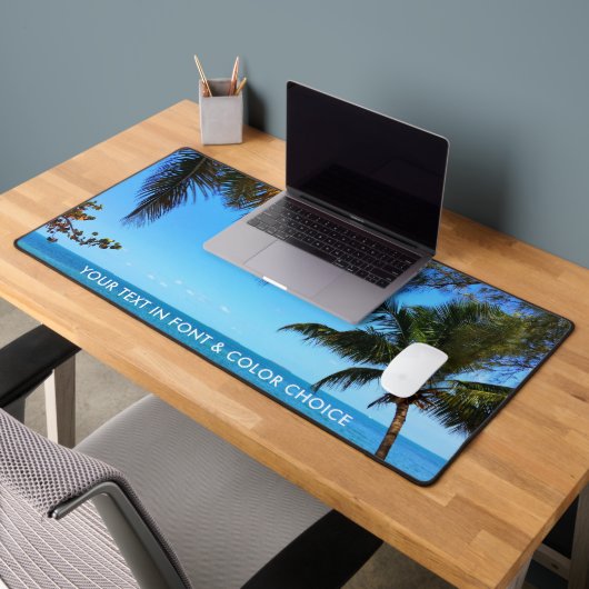 Palmen mit Blick auf den Strand oder Ihr Foto Schreibtischunterlage (Büro 2)