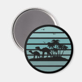 Palmen mit Kamelsonnenuntergang Vintag Magnet (Vorderseite/Rückseite)