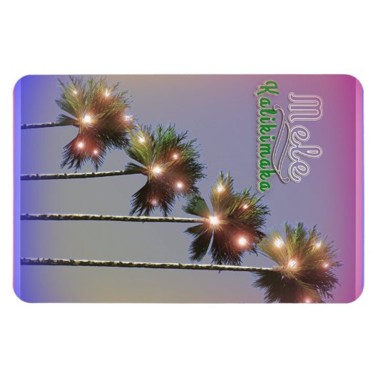 Palmen mit Lichtern Mele Kalikimaka Magnet (Horizontal)