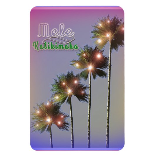 Palmen mit Lichtern Mele Kalikimaka Magnet (Vertikal)