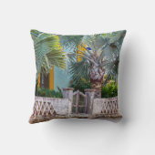 Palmen mit rustikalem Tor | Mexiko Keramik Cera Kissen (Rückseite)