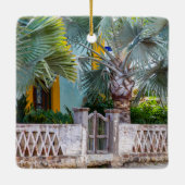 Palmen mit rustikalem Tor | Mexiko-Keramik Keramikornament (Rückseite)