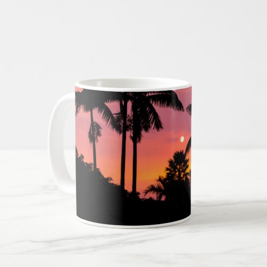Palmen mit Silhouette, Hawaii Kaffeetasse (Vorderseite Links)