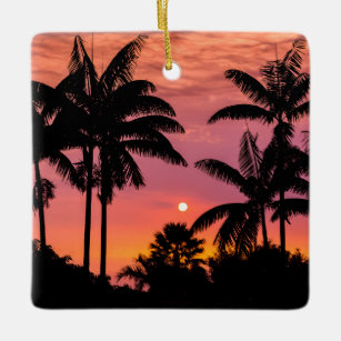 Palmen mit Silhouette, Hawaii Keramikornament