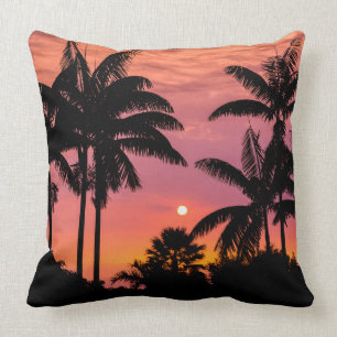 Palmen mit Silhouette, Hawaii Kissen