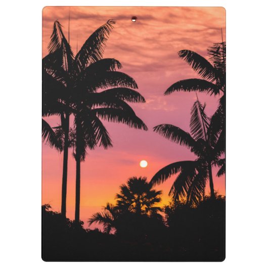 Palmen mit Silhouette, Hawaii Klemmbrett (Rückseite)