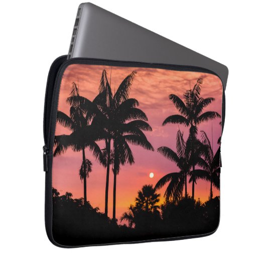 Palmen mit Silhouette, Hawaii Laptopschutzhülle (Vorne Rechts)